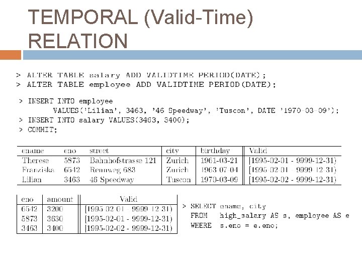 TEMPORAL (Valid-Time) RELATION 