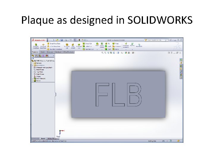 Plaque as designed in SOLIDWORKS 