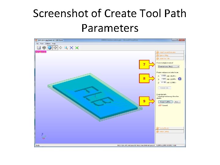 Screenshot of Create Tool Path Parameters 