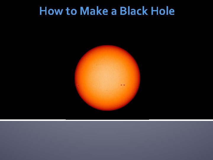 How to Make a Black Hole 