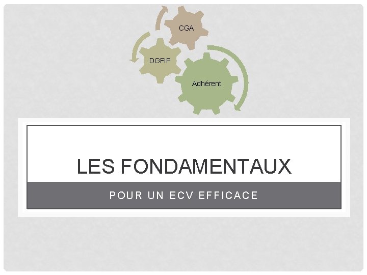 CGA DGFIP Adhérent LES FONDAMENTAUX POUR UN ECV EFFICACE 