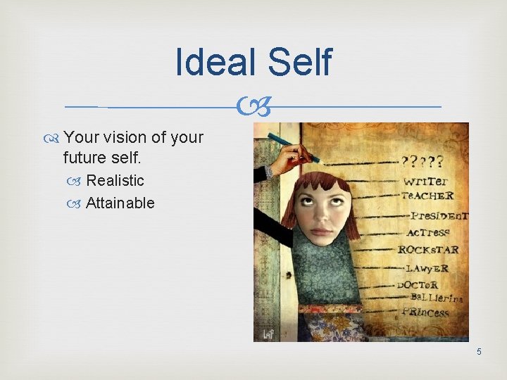 Ideal Self Your vision of your future self. Realistic Attainable 5 