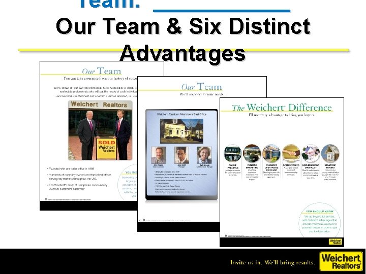 Team: ______ Our Team & Six Distinct Advantages 