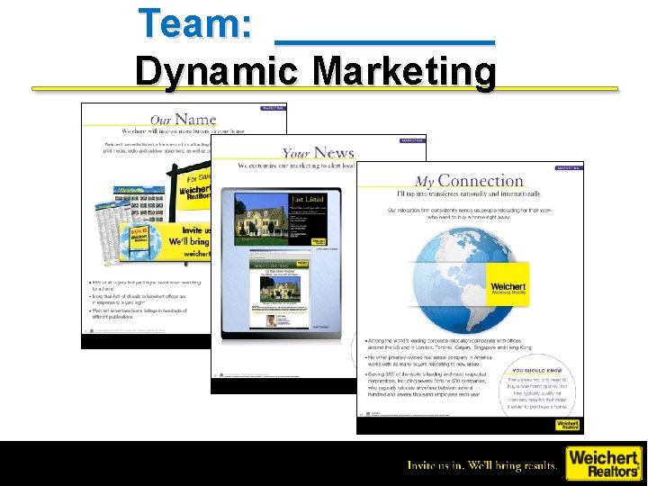 Team: _____ Dynamic Marketing 