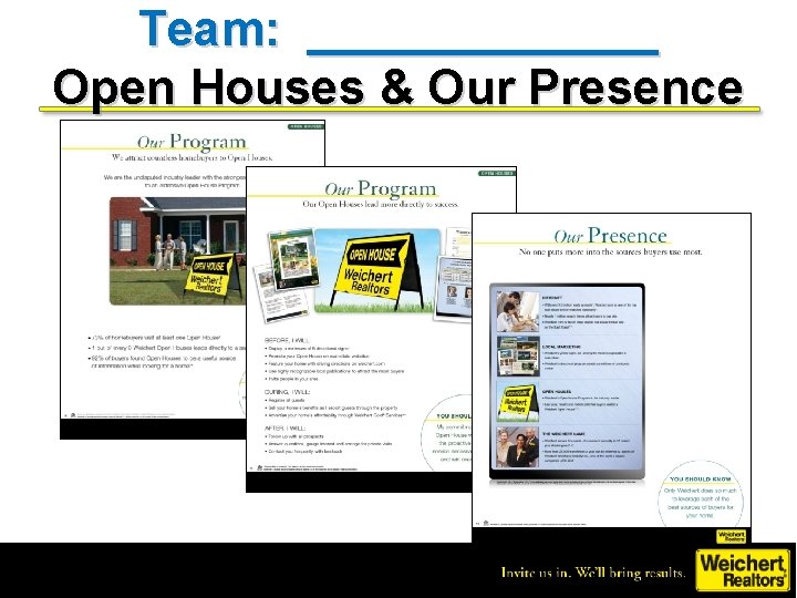 Team: _______ Open Houses & Our Presence 
