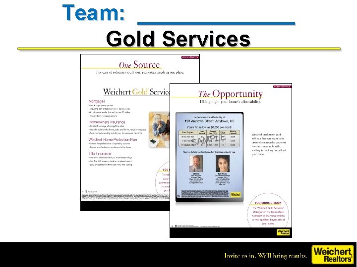 Team: _______ Gold Services 