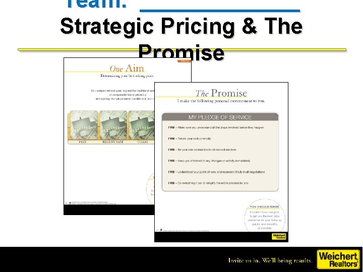 Team: _______ Strategic Pricing & The Promise 