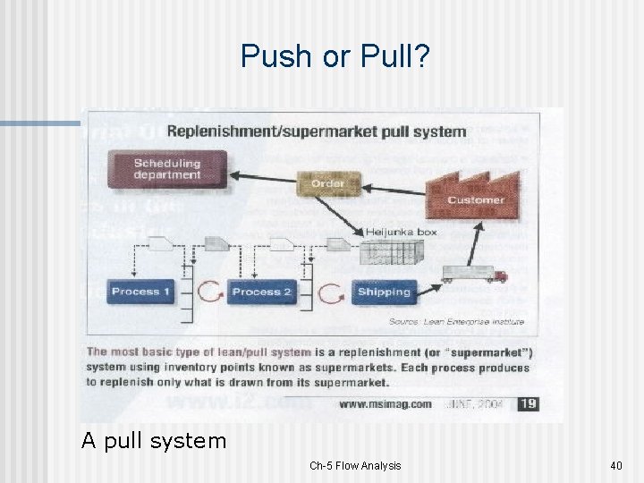 Push or Pull? A pull system Ch-5 Flow Analysis 40 