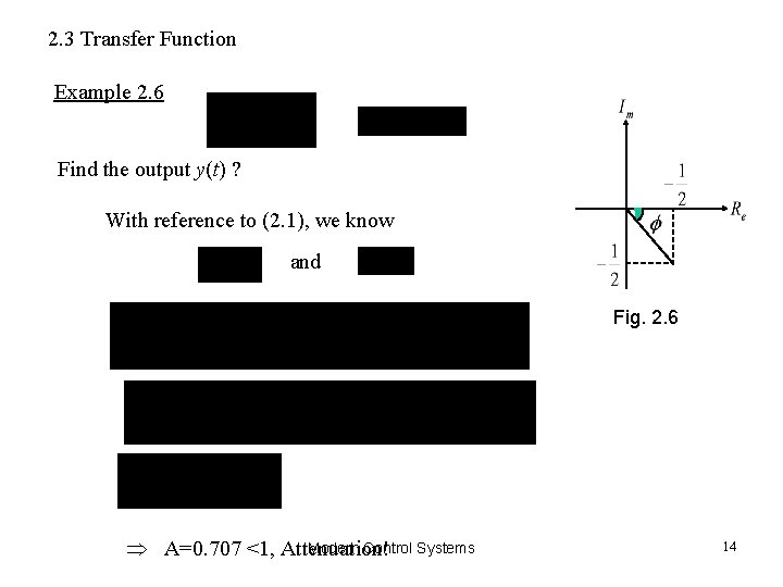 2. 3 Transfer Function Example 2. 6 Find the output y(t) ? With reference 2. 3 Transfer Function Example 2. 6 Find the output y(t) ? With reference