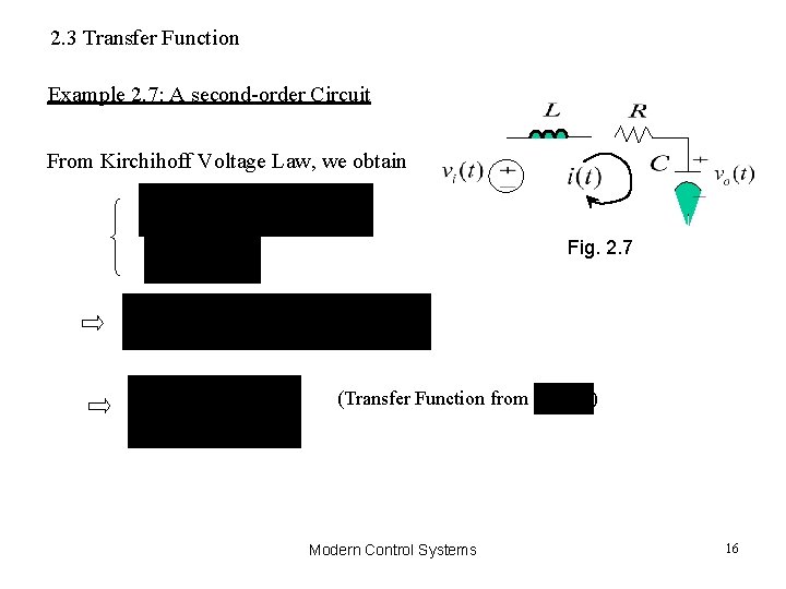 2. 3 Transfer Function Example 2. 7: A second-order Circuit From Kirchihoff Voltage Law, 2. 3 Transfer Function Example 2. 7: A second-order Circuit From Kirchihoff Voltage Law,