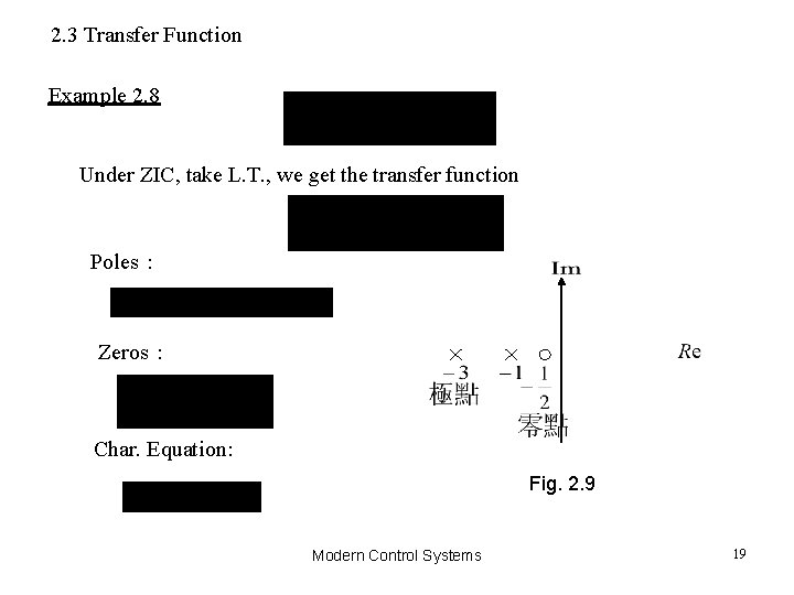 2. 3 Transfer Function Example 2. 8 Under ZIC, take L. T. , we 2. 3 Transfer Function Example 2. 8 Under ZIC, take L. T. , we