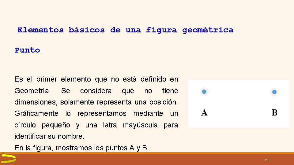 Elementos básicos de una figura geométrica Punto Es el primer elemento que no está