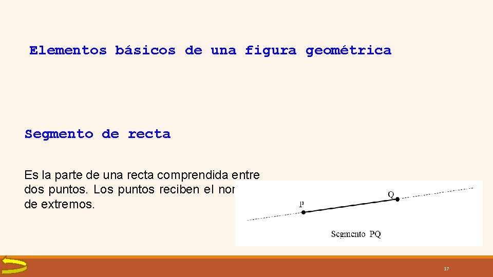 Elementos básicos de una figura geométrica Segmento de recta Es la parte de una Elementos básicos de una figura geométrica Segmento de recta Es la parte de una