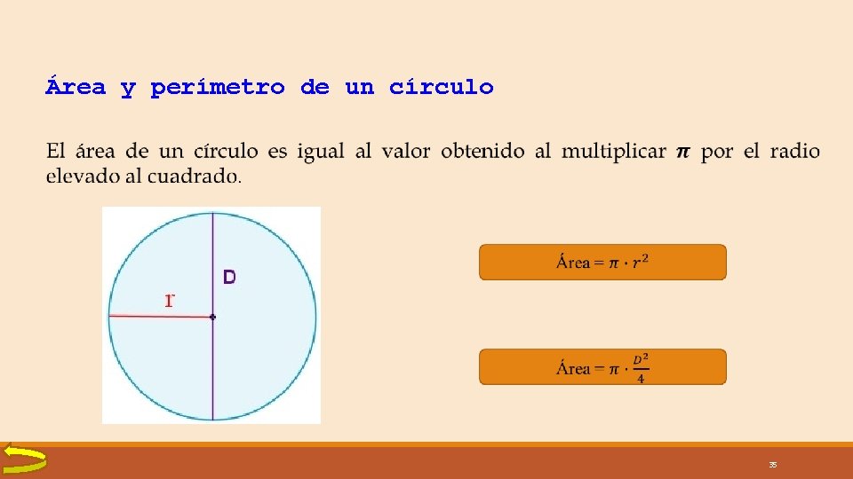 Área y perímetro de un círculo 35 