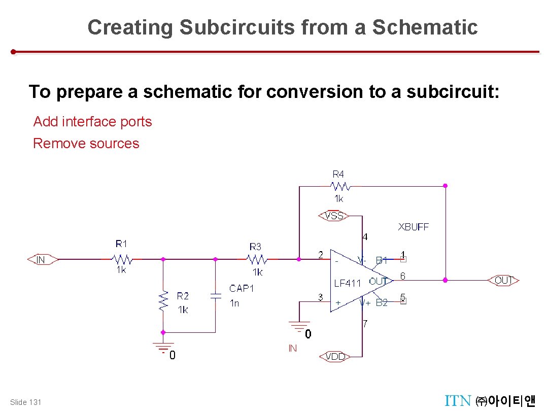 Creating Subcircuits from a Schematic To prepare a schematic for conversion to a subcircuit:
