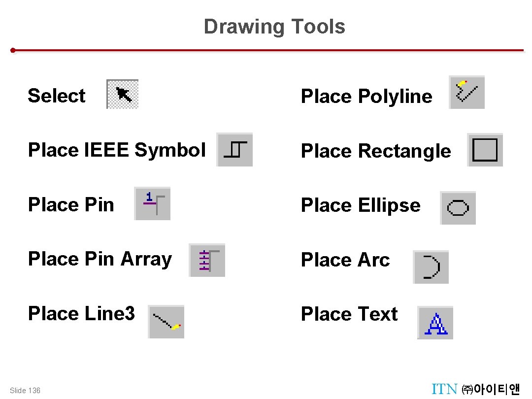 Subcircuit Create Drawing Tools Select Place Polyline Place IEEE Symbol Place Rectangle Place Pin