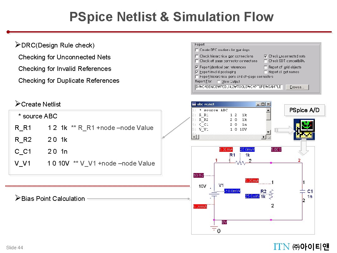 PSpice Netlist & Simulation Flow Design Tool Menu : Tool Palettes ØDRC(Design Rule check)