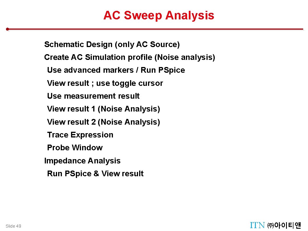 AC Sweep Analysis Design Tool Menu : Tool Palettes Design Management : Manager Tool