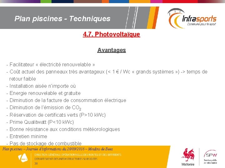 Plan piscines - Techniques 4. 7. Photovoltaïque Avantages - Facilitateur « électricité renouvelable »