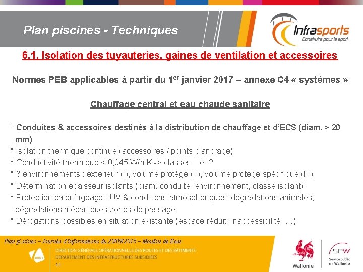 Plan piscines - Techniques 6. 1. Isolation des tuyauteries, gaines de ventilation et accessoires