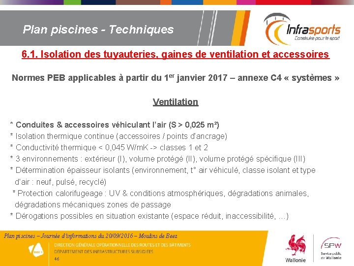 Plan piscines - Techniques 6. 1. Isolation des tuyauteries, gaines de ventilation et accessoires