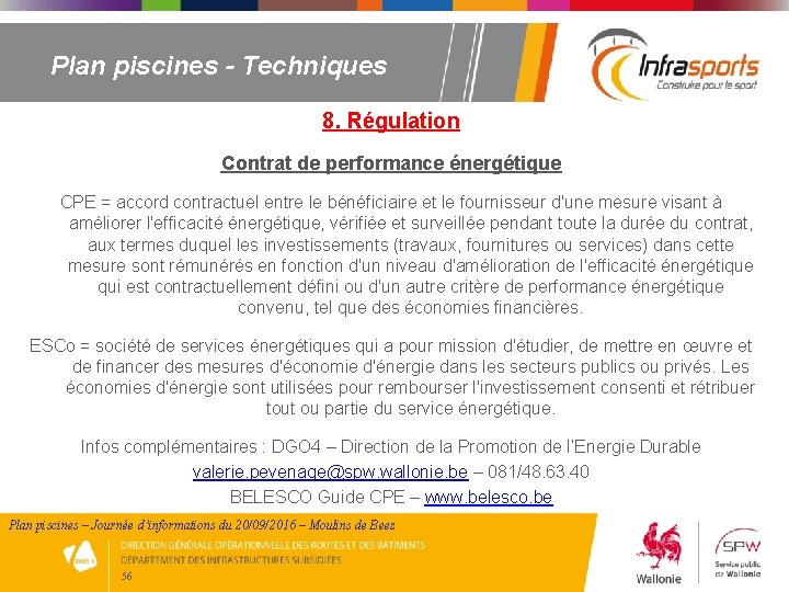 Plan piscines - Techniques 8. Régulation Contrat de performance énergétique CPE = accord contractuel