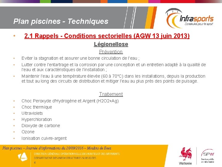 Plan piscines - Techniques • 2. 1 Rappels - Conditions sectorielles (AGW 13 juin