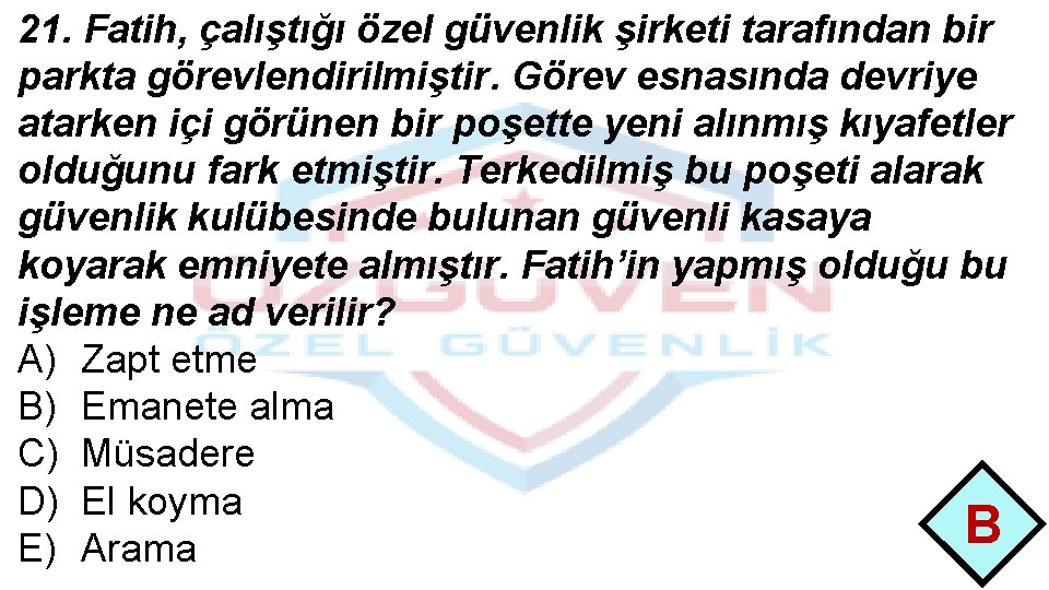 21. Fatih, çalıştığı özel güvenlik şirketi tarafından bir parkta görevlendirilmiştir. Görev esnasında devriye atarken