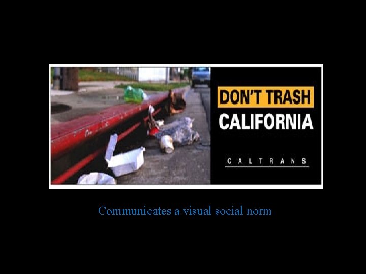 Communicates a visual social norms 