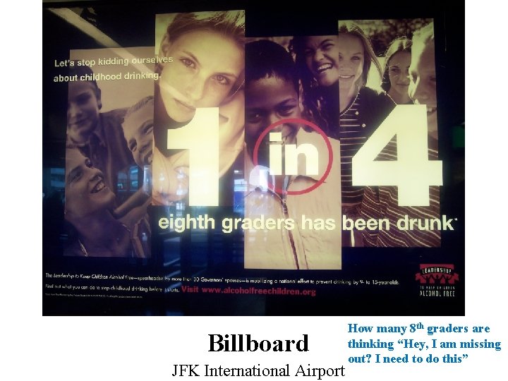 Billboard JFK International Airport How many 8 th graders are thinking “Hey, I am