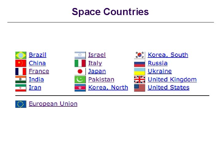 Space Countries 