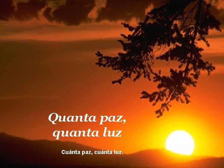 Quanta paz, quanta luz Cuánta paz, cuánta luz. 