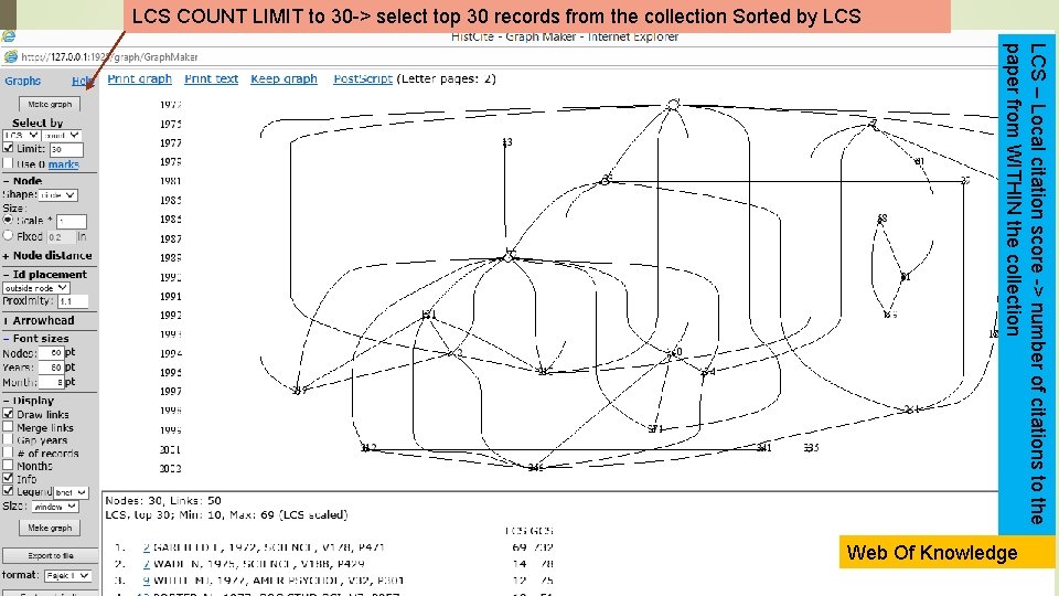 LCS COUNT LIMIT to 30 -> select top 30 records from the collection Sorted