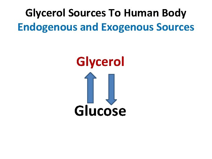 Glycerol Sources To Human Body Endogenous and Exogenous Sources Glycerol Glucose 