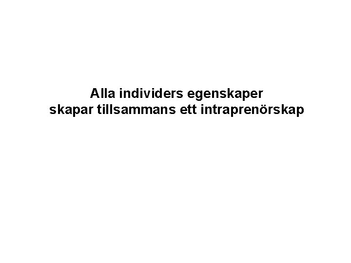 Alla individers egenskaper skapar tillsammans ett intraprenörskap 