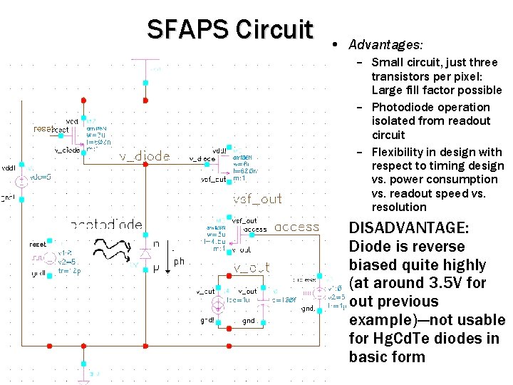 SFAPS Circuit • Advantages: – Small circuit, just three transistors per pixel: Large fill
