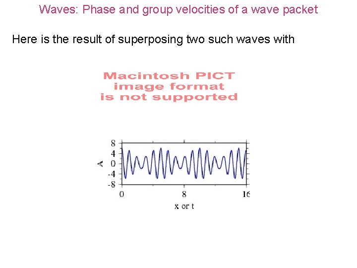 Waves: Phase and group velocities of a wave packet Here is the result of