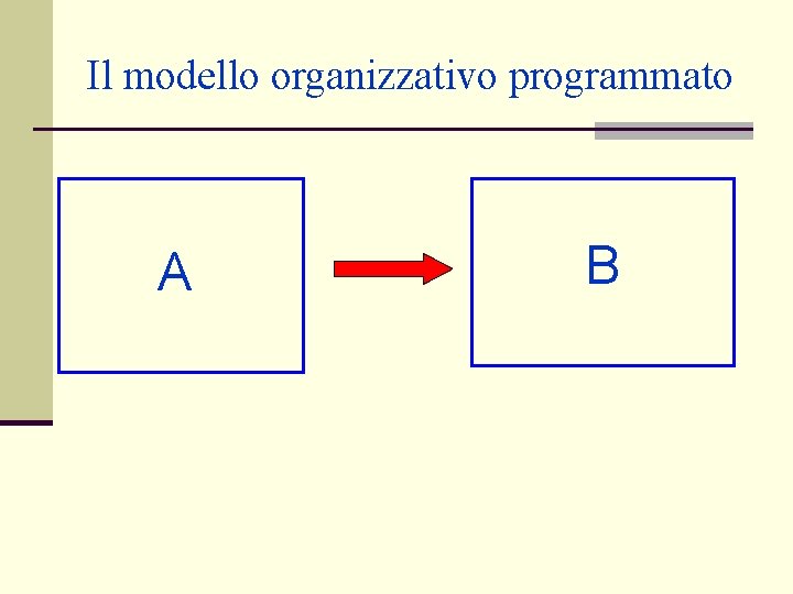 Il modello organizzativo programmato A B Il modello organizzativo programmato A B