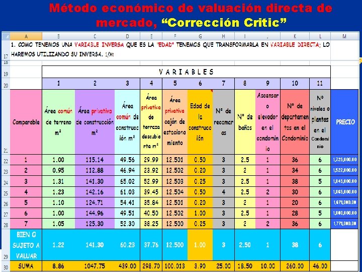 Método económico de valuación directa de mercado, “Corrección Critic” 49 