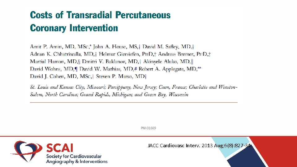 PM-01669 Amin AP et al. JACC Cardiovasc Interv. 2013 Aug; 6(8): 827 -34. 