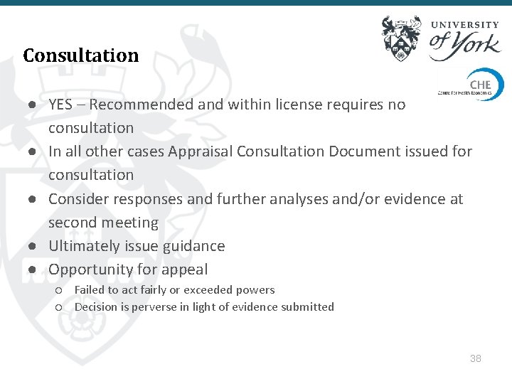 Consultation ● YES – Recommended and within license requires no consultation ● In all