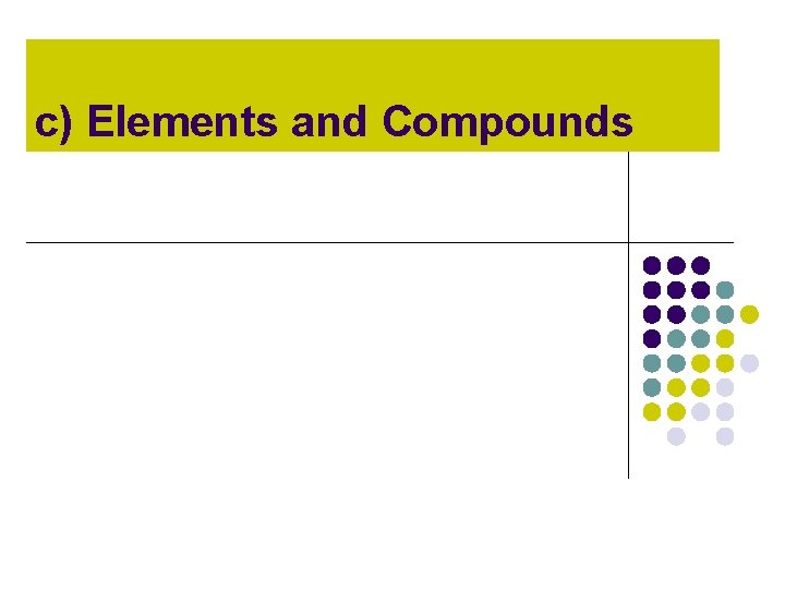 c) Elements and Compounds c) Elements and Compounds