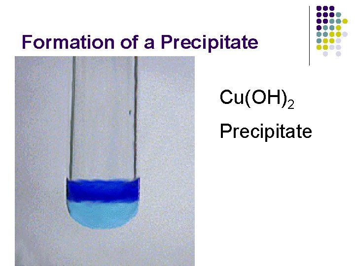 Formation of a Precipitate Cu(OH)2 Precipitate Formation of a Precipitate Cu(OH)2 Precipitate
