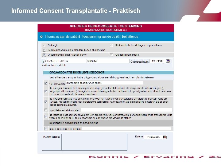 Informed Consent Transplantatie - Praktisch 