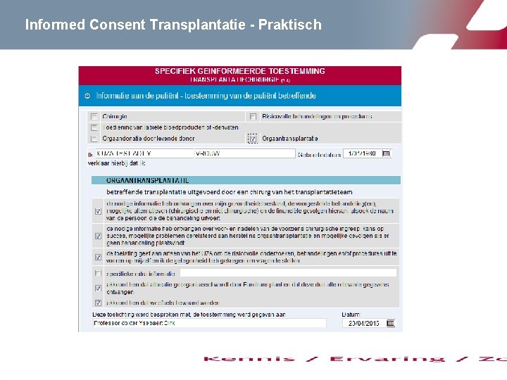 Informed Consent Transplantatie - Praktisch 