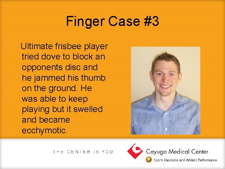 Finger Case #3 Ultimate frisbee player tried dove to block an opponents disc and