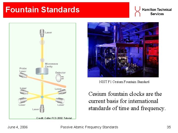 Fountain Standards NIST F 1 Cesium Fountain Standard Cesium fountain clocks are the current Fountain Standards NIST F 1 Cesium Fountain Standard Cesium fountain clocks are the current