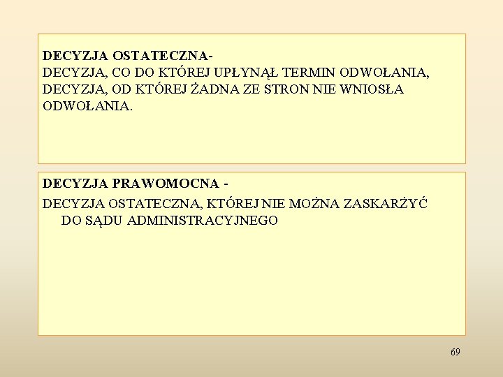 DECYZJA OSTATECZNA- DECYZJA, CO DO KTÓREJ UPŁYNĄŁ TERMIN ODWOŁANIA, DECYZJA, OD KTÓREJ ŻADNA ZE