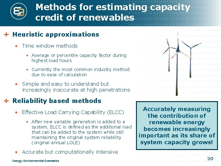 Methods for estimating capacity credit of renewables Heuristic approximations • Time window methods •