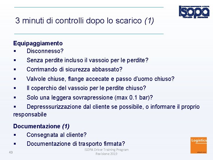 3 minuti di controlli dopo lo scarico (1) Equipaggiamento Disconnesso? Senza perdite incluso il